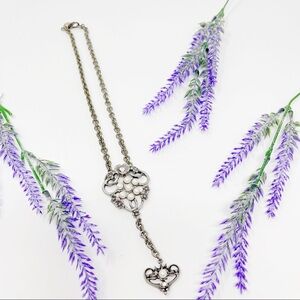 Express Y2K Silver Toned Victorian Style Statement Necklace